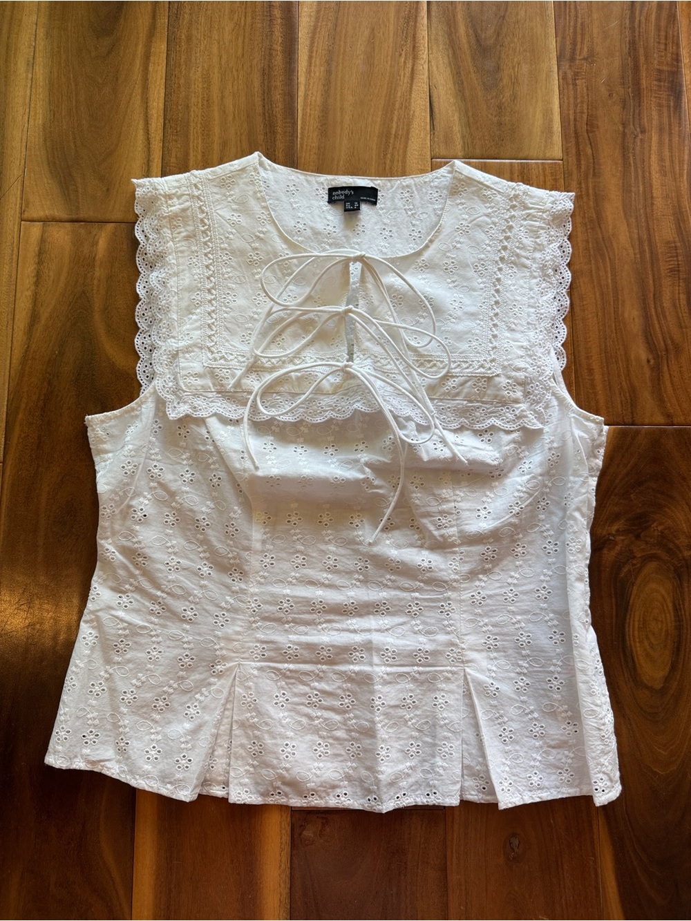 Nobody’s child  White Eyelet Tie-Front Camisole 100% cotton